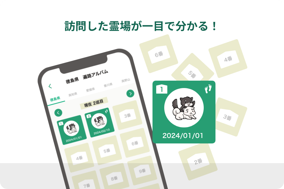 訪問した霊場が人目でわかる!